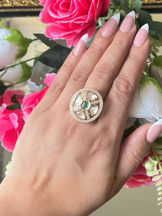 Shop Yamini Gold Finish Kundan Adjustable Ring online in India. Shop from an exclusive range of zircon, CZ, AD, Kundan rings, solitaire ring, cocktail rings. 