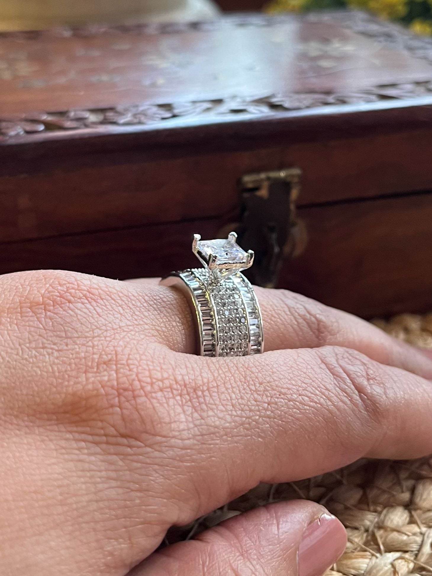 Shop Solitaire Look AD Stone Engagement Ring online in India. Shop from an exclusive range of zircon jewellery, AD bridal wedding jewellery, AD rings & AD earrings. -second