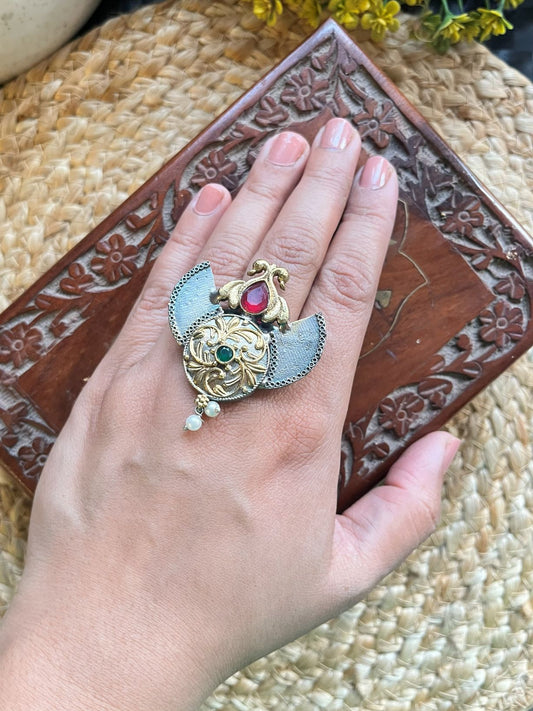 Shop Charvi Dual Tone Oxidised Ring online in India. Shop from an exclusive range of oxidised jewellery, oxidised earrings, oxidised rings in affordable price. 