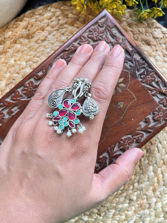 Buy Eshani Silver Tone Oxidised Ring online in India. Shop from an exclusive range of oxidised jewellery, oxidised earrings, oxidised rings in affordable price. 