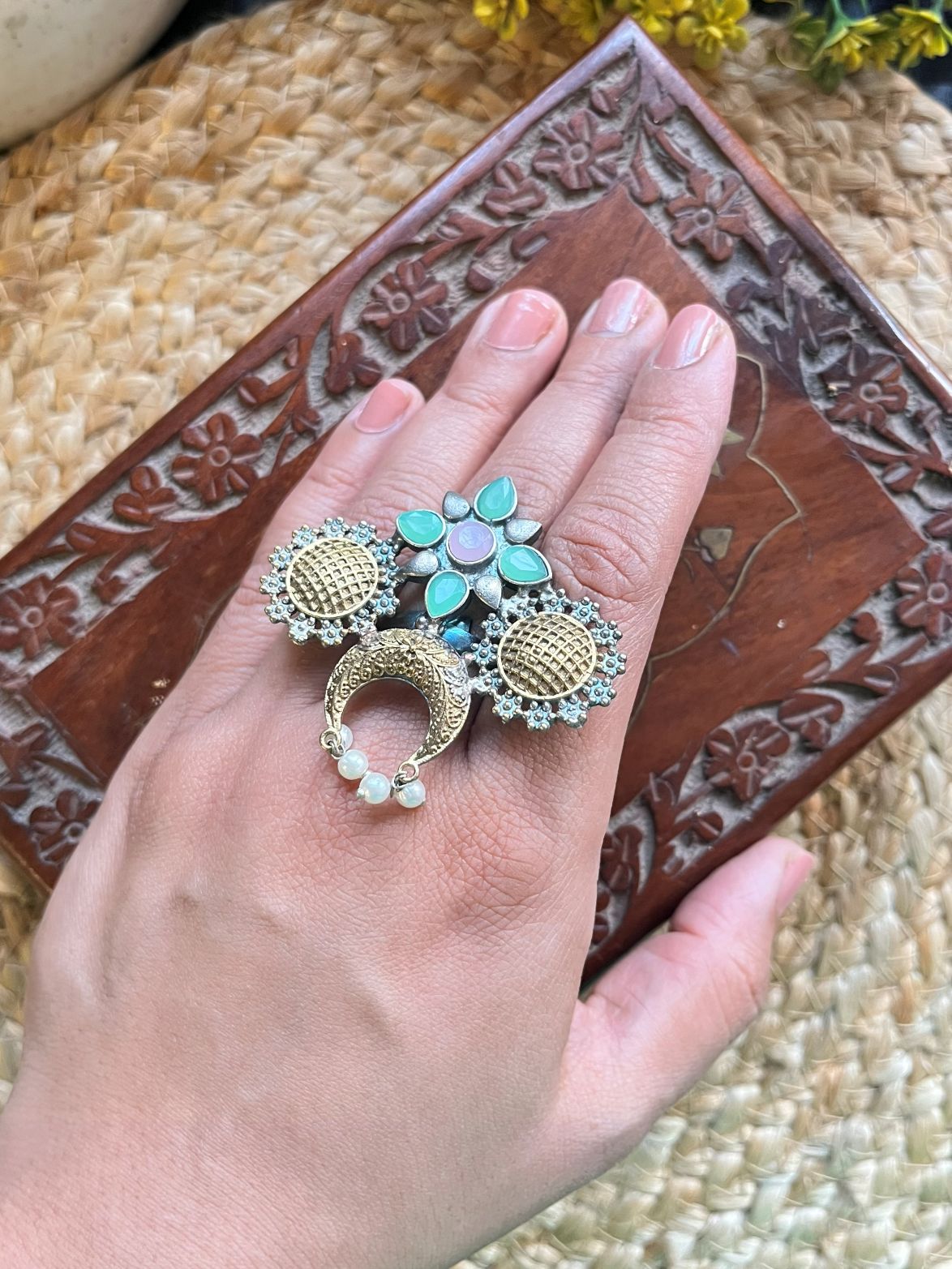 Shop Falguni Dual Tone Oxidised Ring online in India. Shop from an exclusive range of oxidised jewellery, oxidised earrings, oxidised rings in affordable price. 